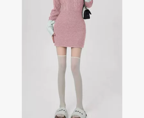 转卖 芭比姨 针织连衣裙女秋冬学院风裙子p...