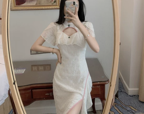 复古中国风少女性感气质侧开叉裙子新款旗袍改...