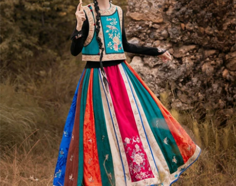 民族风裙 民族风长裙花制作 知锦绣 原创重...