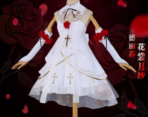 初兽猫德丽莎月下初拥花裳月纱COS 仅试了...