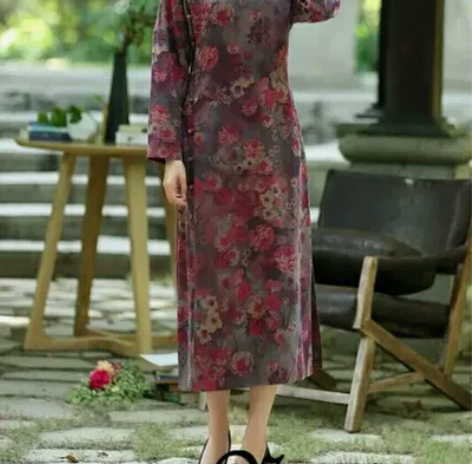 娘子写*笑面 立领如意襟手盘扣连肩长袖双插...