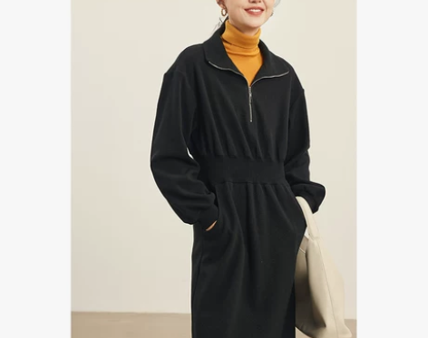 HeyDress钻石纹连衣裙女秋季复古po...