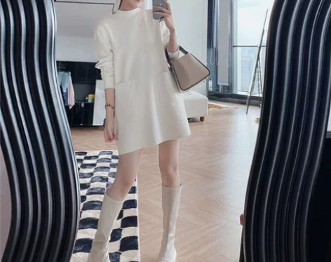 美洋MEIYANG 白兰地连衣裙 双口袋圆...