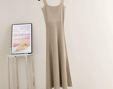 酒午同款港风复古针织吊带打底裙女2022春...