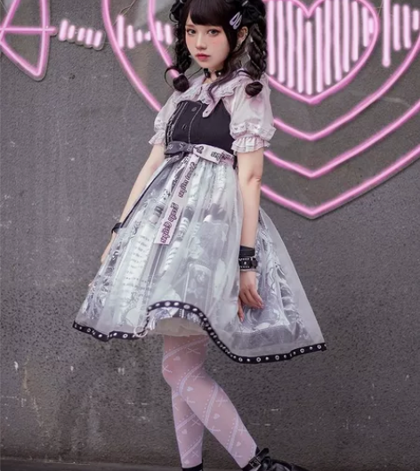 原创小天狗JSK甜心黑甜lolita罩纱甜...