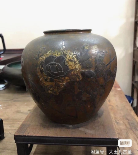 清代的鎏金大铜罐，工艺精美，皮壳好，完整品...