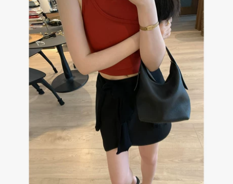 7/8 时髦镂空假两件弹力修身坦克背心 F...