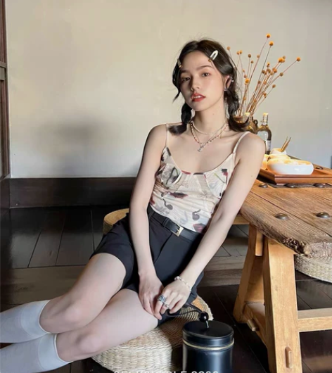 SEEKSIMPLE 印花吊带背心女外穿夏...