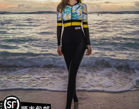 ?韩国拉链长袖防晒泳衣女男全身连体大码情侣...