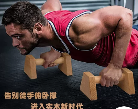 俯卧撑支架 木质锻炼辅助器男实木俄式挺身木...