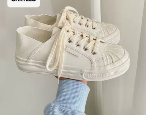 复古贝壳大头溶解鞋ins百搭厚底帆布鞋女夏...