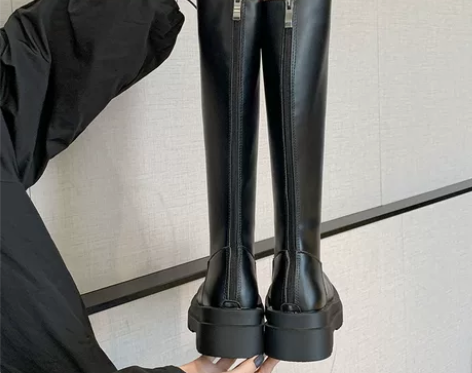 不过膝长靴长筒靴女2022年新款厚底瘦瘦靴...