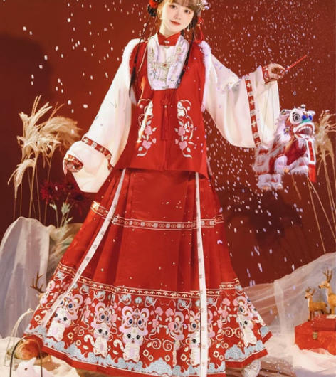 茗月萱【如意】汉服女明制比甲立领马面裙拜年...