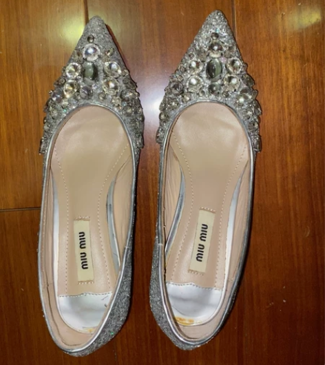 银色钻石婚鞋 35码