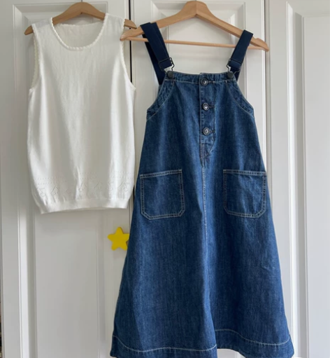 BOA ELINA  洋气日式牛仔背带裙，...