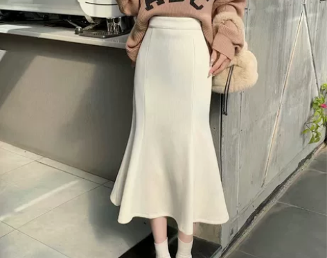 chic鱼尾裙女秋冬韩版2022新款中长款...