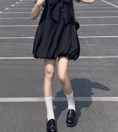 【PINKDOG】原创黑苞苞黑色背带蝴蝶结...