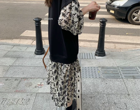 ?elielim 日系叠穿温柔风卫衣拼接假...