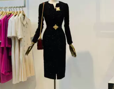 高端2021新款时尚长袖修身通勤打底中长小...