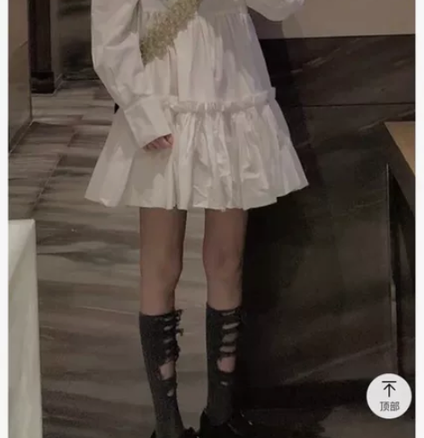 全新仙女白色衬衫连衣裙女早春新款宽松可盐可...