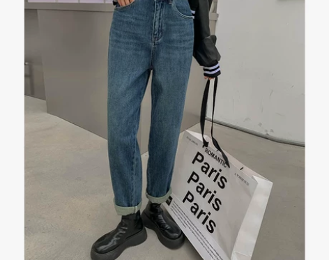 高腰牛仔裤 显瘦高腰牛仔萝卜女哈伦裤202...