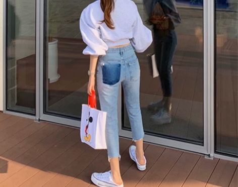 七分牛仔裤女2022春秋夏季新款浅色高腰直...