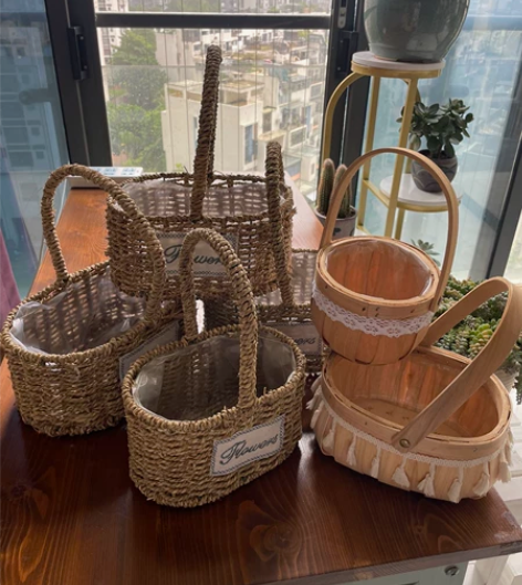 插花花篮，藤编花篮7个打包价48元， 仅支...