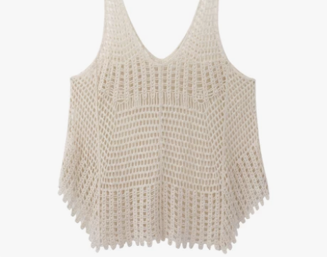 镂空针织背心罩衫吊带女外搭夏季宽松设计感小...