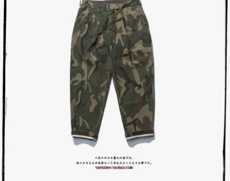 咔叽复古机车水洗迷彩个性休闲男士军事百搭工...