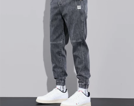 2021春季牛仔裤男士潮牌宽松哈伦裤子in...