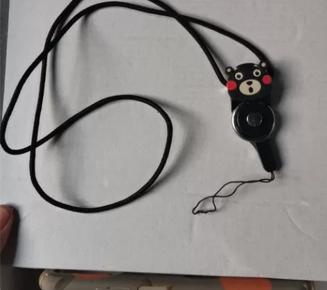 熊本熊手机挂绳卡通可爱黑色挂脖绳二合一可拆...