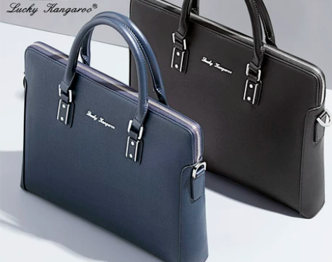 袋鼠男包商务皮包男士手提包公文包横款单肩包...