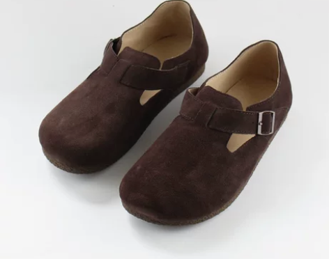 蚁团外贸大圆头磨砂皮单鞋女勃肯鞋软皮软底全...