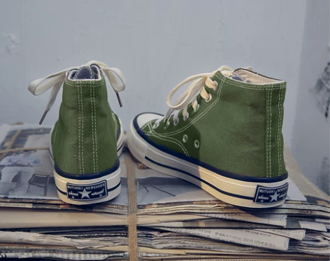 帆布鞋 板鞋帆布鞋橄榄绿色高帮女学生韩版新...