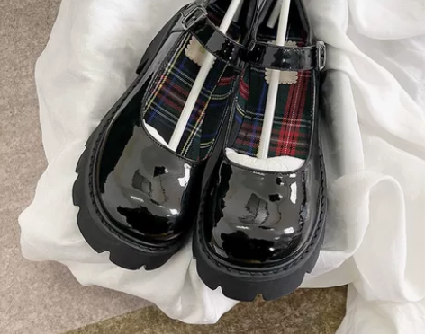 自然卷 玛丽珍鞋，38码，增高6厘米，亮面...