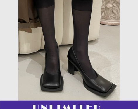 新款玛丽珍鞋方头高跟鞋2022年粗跟法式