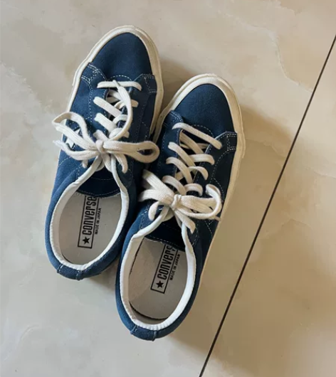 麂皮海军蓝匡威 38码 偏大半码 穿一次 ...