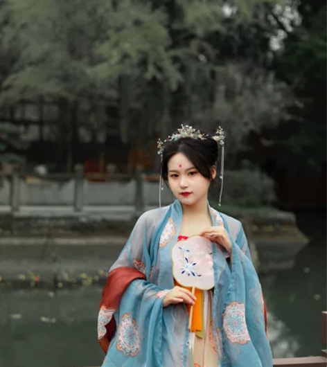 玉术原创汉服女霓裳诃子裙大袖衫唐制夏季刺绣...