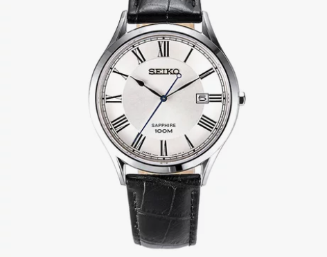 SEIKO精工手表男简约人工合成蓝宝石表镜...