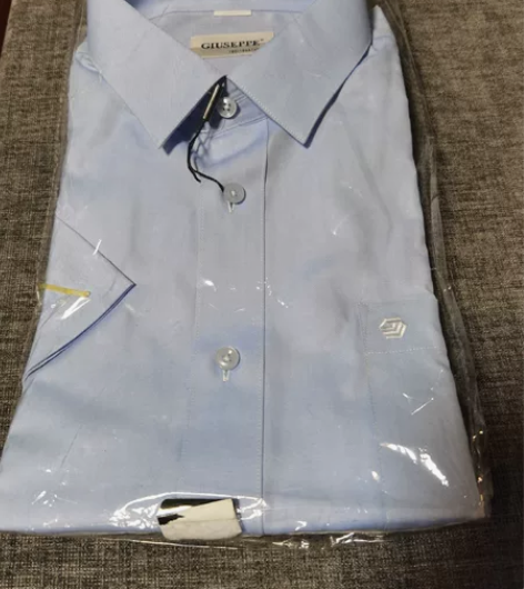乔治白全新男士浅蓝色短袖衬衫，单位工服，4...
