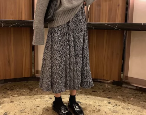 复古碎花半身裙女中长款高腰A字裙2022新...