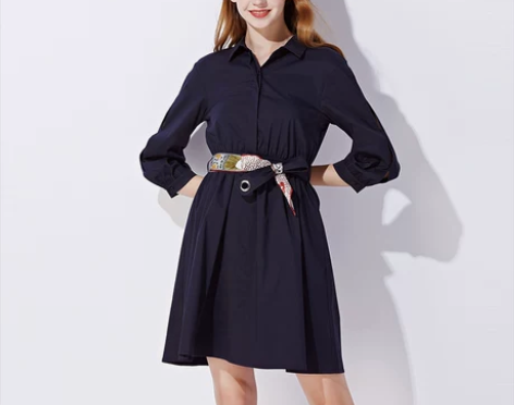 黛兰姿学院风衬衣裙，夏裙刚到膝盖裙子，纯棉...