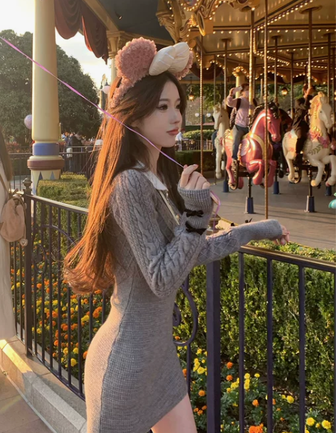 针织毛衣连衣裙秋冬包臀裙纯欲内搭毛衣裙