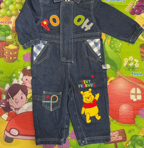 日本小众维尼牛仔连体裤工装裤 80码 成色...