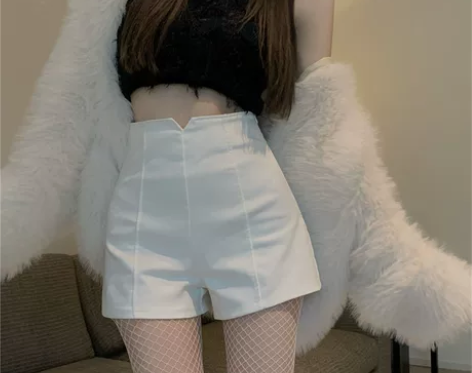 辣妹chic白色高腰休闲裤女秋冬2021新...