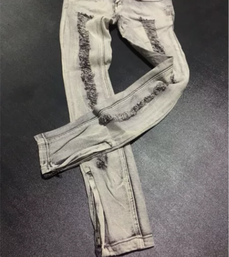 甩 全新做旧破洞牛仔裤 厚 磨白色库存甩 ...