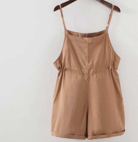 夏季女铜氨丝短裤松紧腰高腰背带裤韩版宽松休...