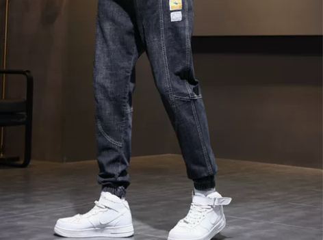 四季款牛仔裤男宽松束脚春秋季潮流百搭牛仔男...