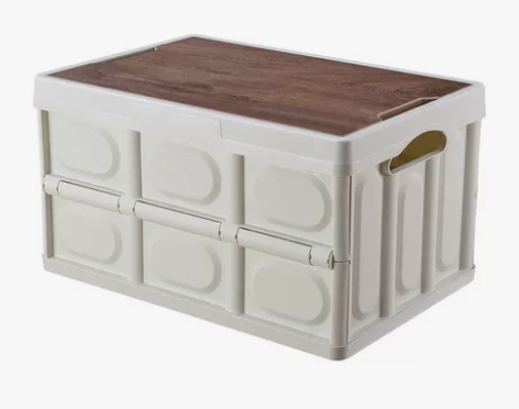 【全新】户外野营露营折叠收纳箱家用木盖车载...