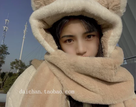 加厚光滑柔软舒适加厚仿兔毛三件套冬天可爱耳...